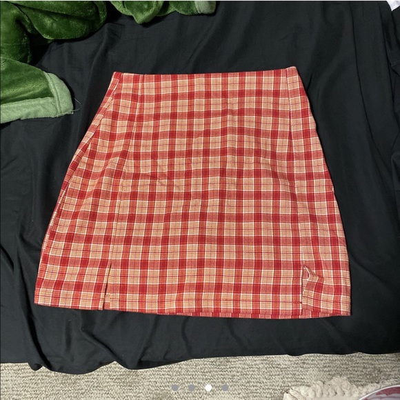 Skirts Brandy Melville Red And Orange Plaid Skirt Poshmark